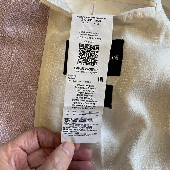 EMPORIO ARMANI G Line Light Pink Lavender Blazer EU 50 Viscose Old Money Wedding - Picture 13 of 16